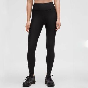 Lululemon Fleece High Rise Running Leggings 28” Black Water Repellent Size 8